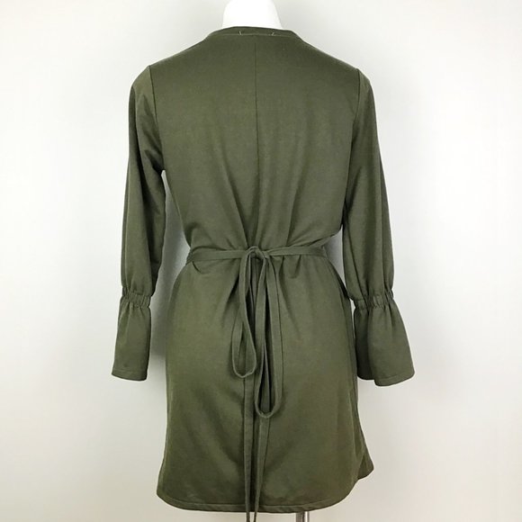 Zara Trafaluc Olive Bell Sleeve Sweater Dress - Picture 9 of 11